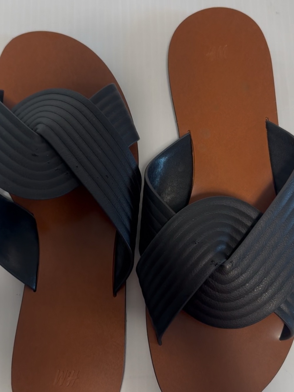 H&M Woven Crossband Slide Sandals - Black and Brown - Picture 2 of 3
